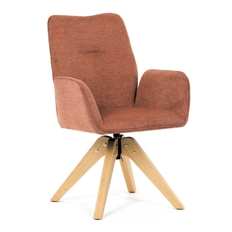 Jídelní židle DCH-C2148 ORA2, oranžová voděodpudivá látka, dubové nohy, otočná 360° 12