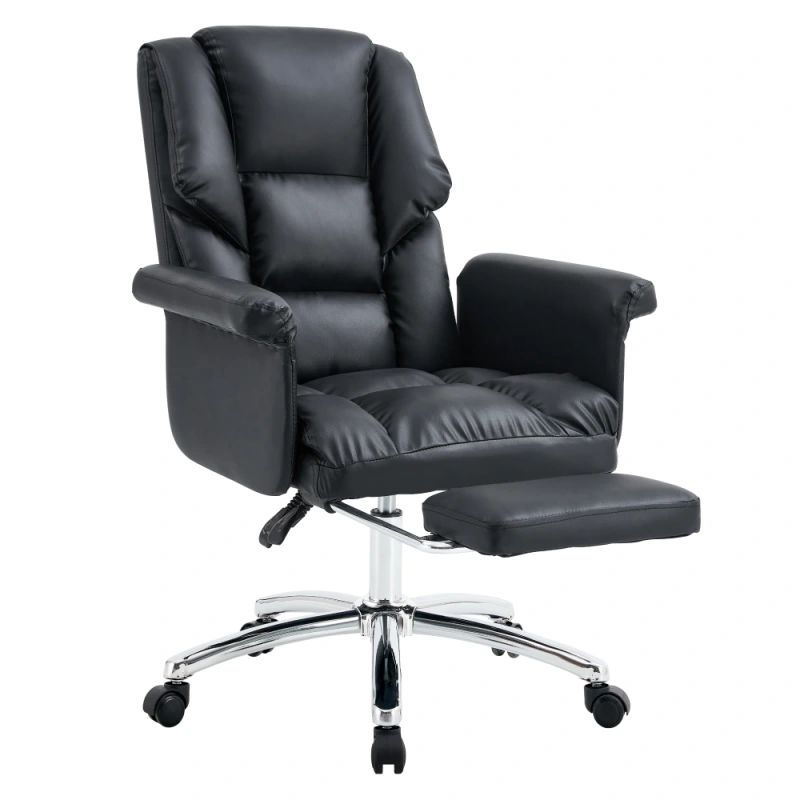 Kancelárske kreslo s podnožou, ekokoža čierna, RODIK 4
