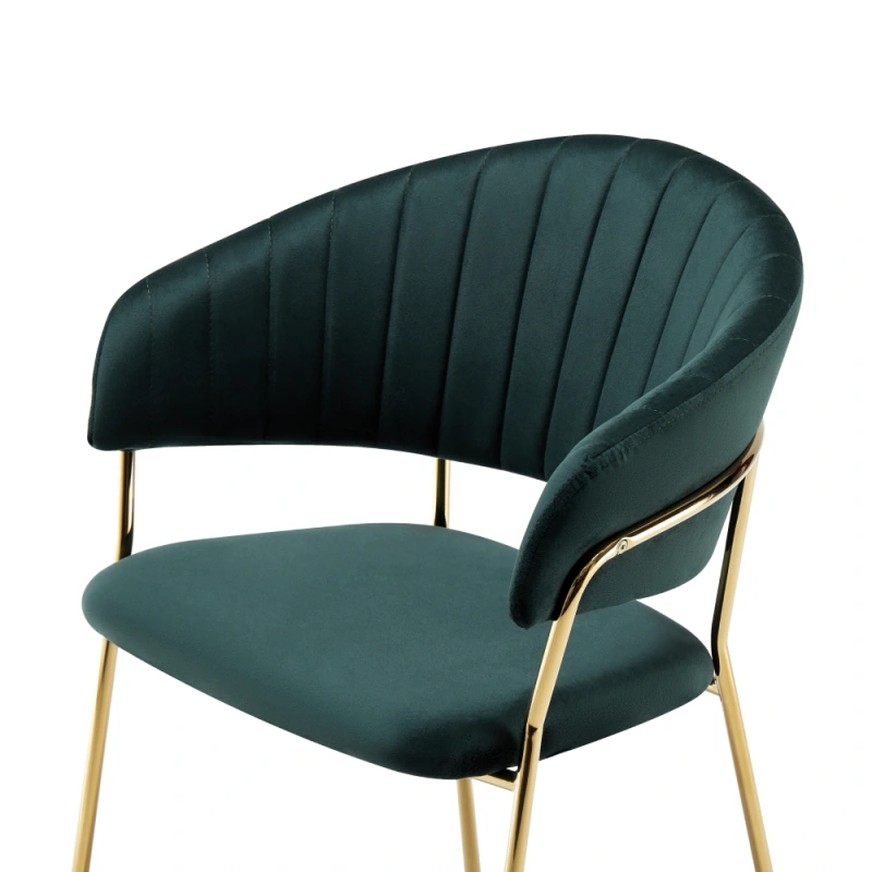 Dizajnové jedálenské kreslo, tmavozelená Velvet látka/gold chróm zlatý, DASMIN TYP 1 2