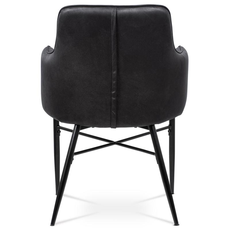 Jedálenská stolička AC-9990 BK3 čierna látka v dekor vintage kože