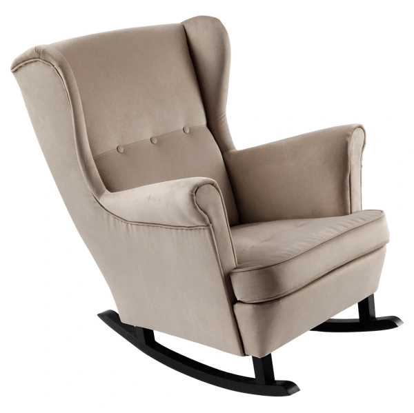 Hojdacie kreslo ušiak, béžová/čierna, TEJA 4