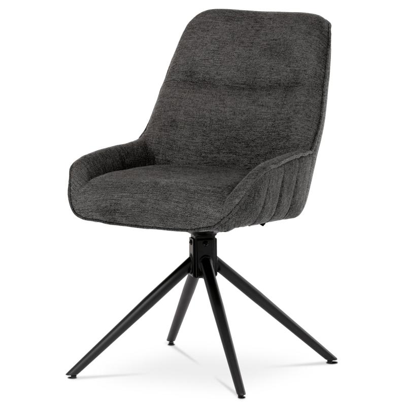Židle jídelní HC-535 GREY2 tmavě šedá látka, černé kovové nohy, otočný mechanismus