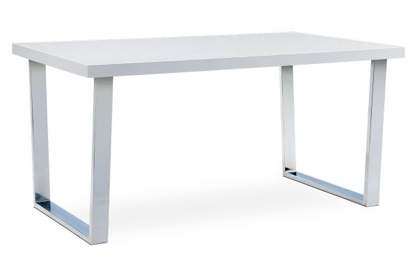 Autronic Jedálenský stôl AT-2088 WT, 150x90 cm, MDF, biely vysoký lesk, chromovaná podnož