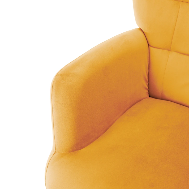 Kreslo s podnožou, žltá Velvet látka/čierna, HABEN 12