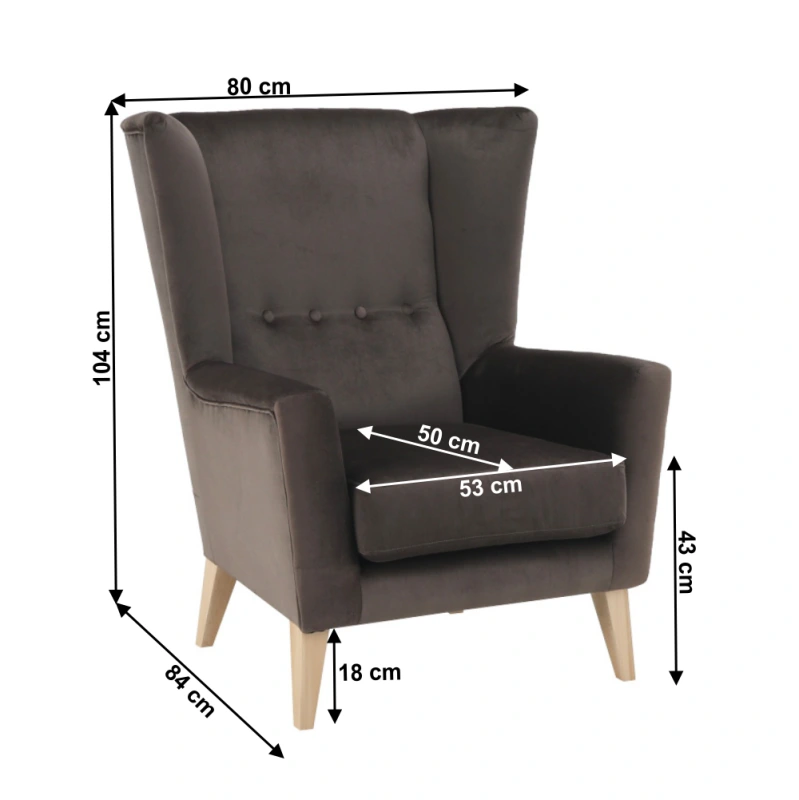 Kreslo-ušiak, taupe-sivohnedá/buk, RODEZA 16