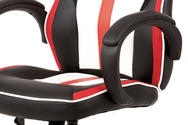 Študentská kancelárska stolička KA-V505 RED, červená-čierna -biela ekokoža+MESH