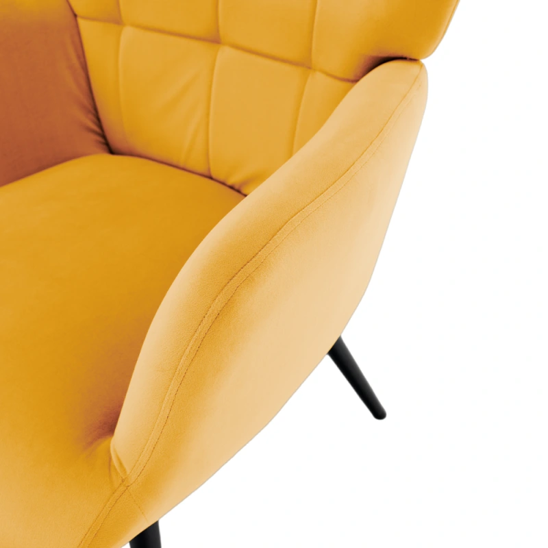 Kreslo s podnožou, žltá Velvet látka/čierna, HABEN 10