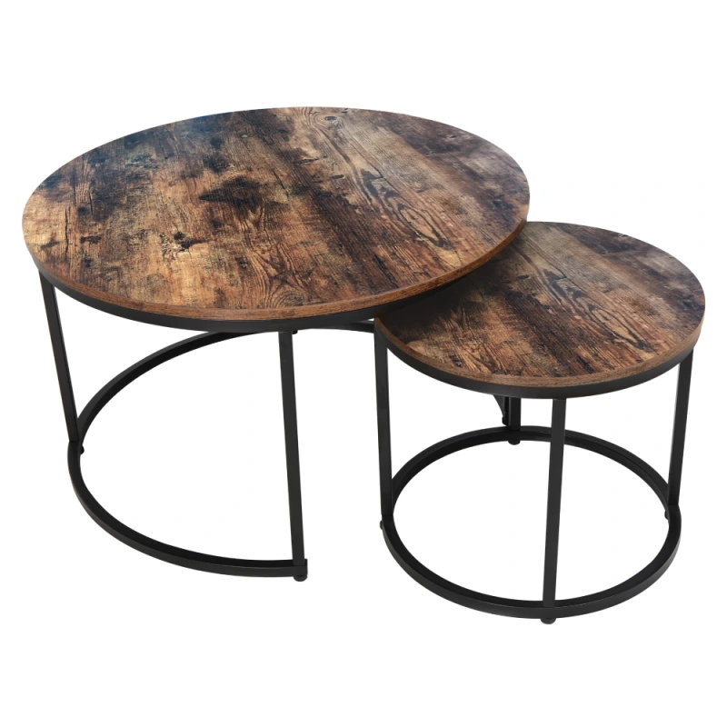 Konferenčné stolíky, set 2 ks, orech/čierna, CIRKO 1