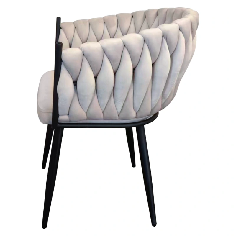 Jedálenské kreslo, svetlobéžová Velvet látka/čierna, BLER 5