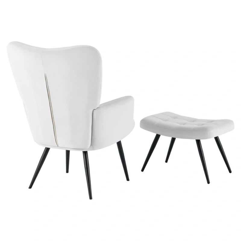 Kreslo s podnožou, svetlosivá Velvet látka/čierna, HABEN 4