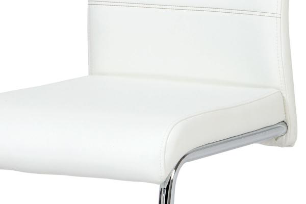 Jedálenská stolička DCL-418 WT, koženka biela, chróm