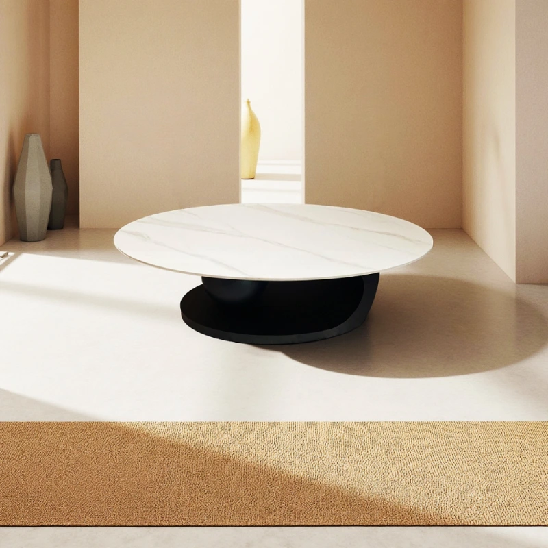 Konferenčný stolík, imitácia mramoru/čierna, AXEN 5