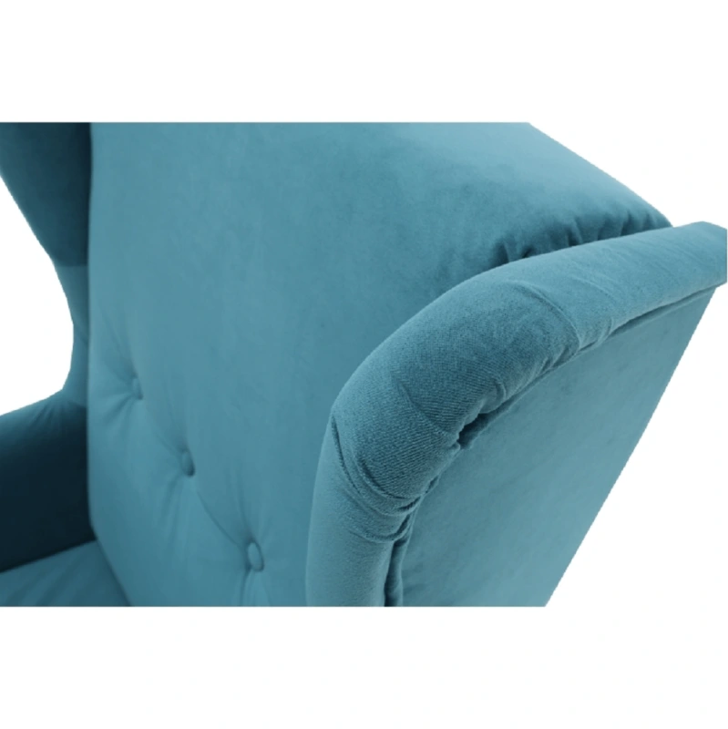 Kreslo ušiak, petrolejová/buk, RUFINO 3 NEW 1