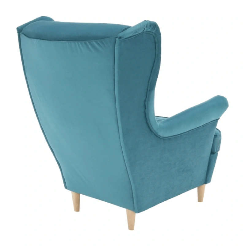 Kreslo ušiak, petrolejová/buk, RUFINO 3 NEW 5