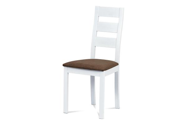 Autronic - jedálenská stolička, masív biely, poťah hnedý - BC-2603 WT