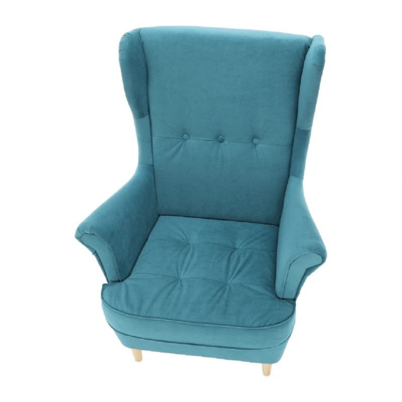 Kreslo ušiak, petrolejová/buk, RUFINO 3 NEW 9