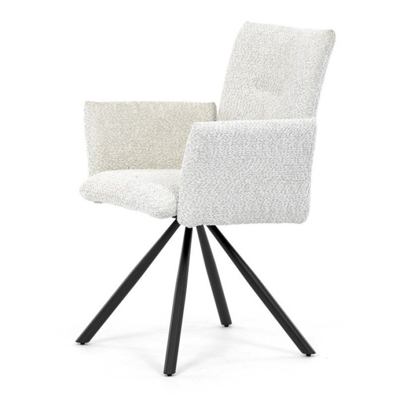 Židle jídelní DCH-W1117 CRM2 krémová, černý kov, otočný mechanismus 90°/90° (L/P) 3