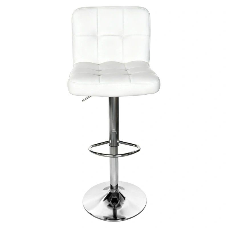 Barová stolička, biela ekokoža/chróm, KANDY 2 NEW 1