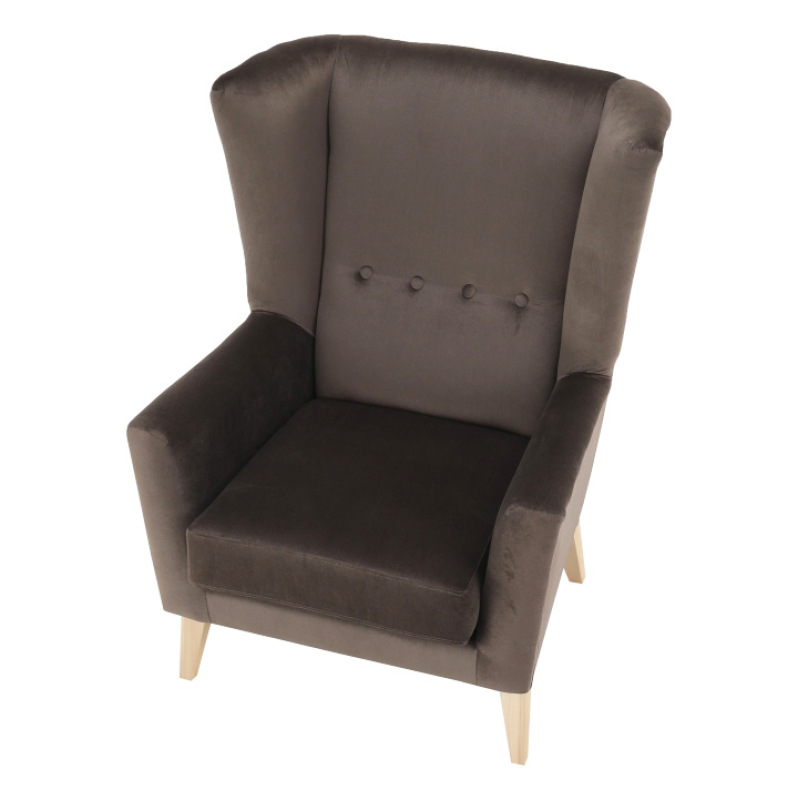 Kreslo-ušiak, taupe-sivohnedá/buk, RODEZA 7