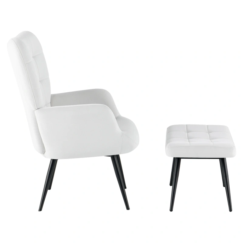 Kreslo s podnožou, svetlosivá Velvet látka/čierna, HABEN 3