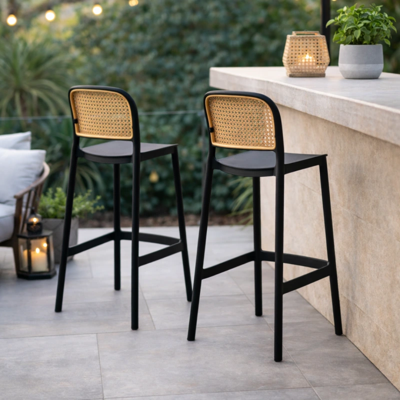 Barová stolička, stohovateľná, čierna/béžová, RAVID NEW TYP 3 6