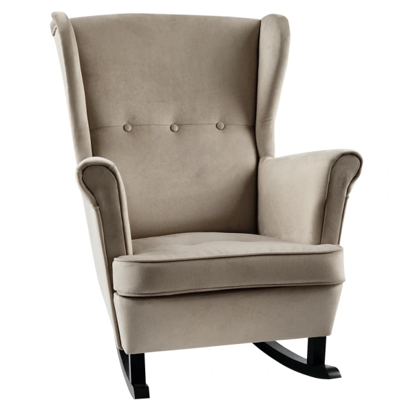 Hojdacie kreslo ušiak, béžová/čierna, TEJA 2