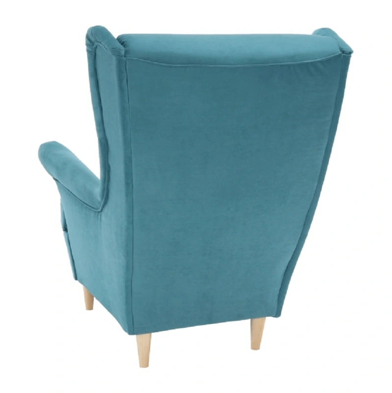 Kreslo ušiak, petrolejová/buk, RUFINO 3 NEW 10