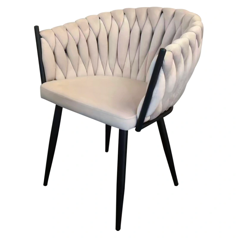 Jedálenské kreslo, svetlobéžová Velvet látka/čierna, BLER 2