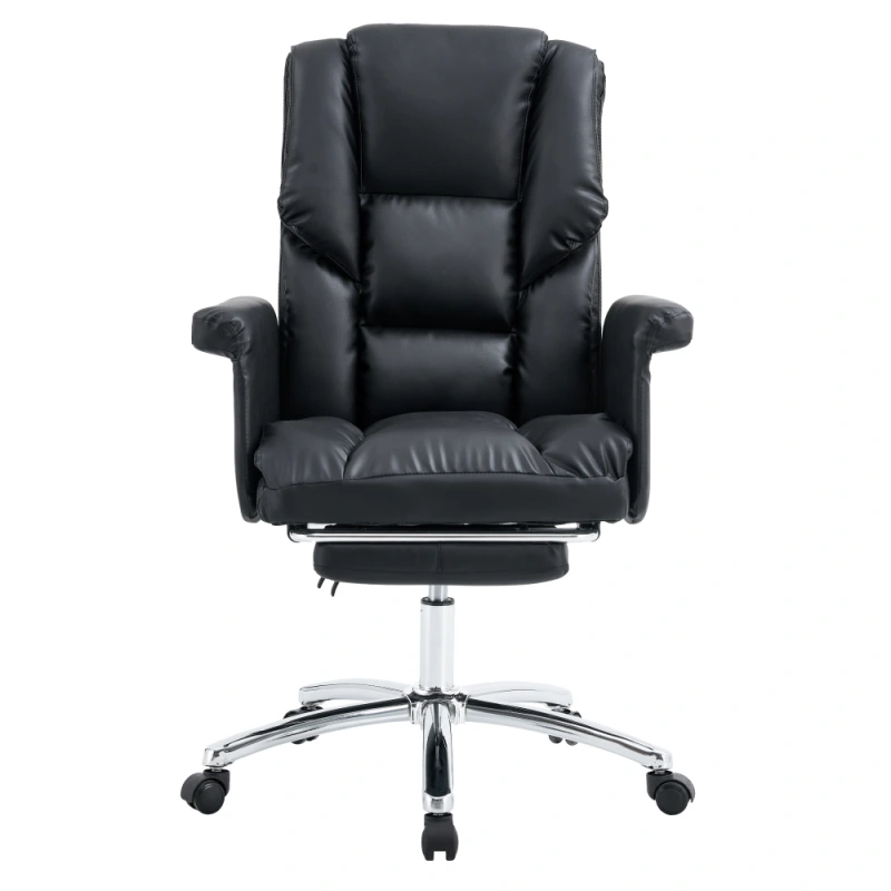 Kancelárske kreslo s podnožou, ekokoža čierna, RODIK 2