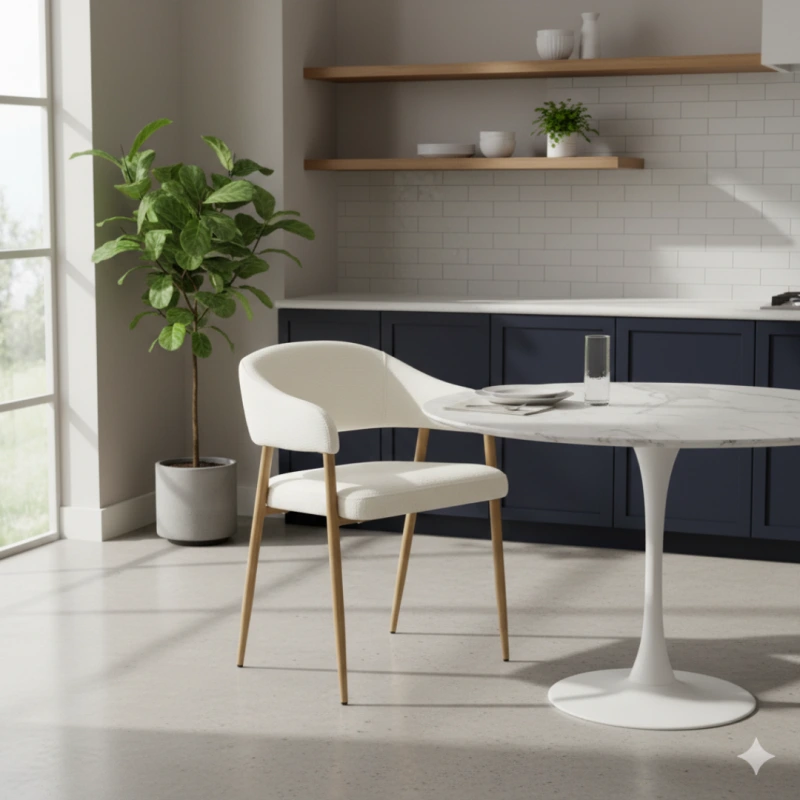 Dizajnové jedálenské kreslo, krémová/buk, NIZAR TYP 1 7