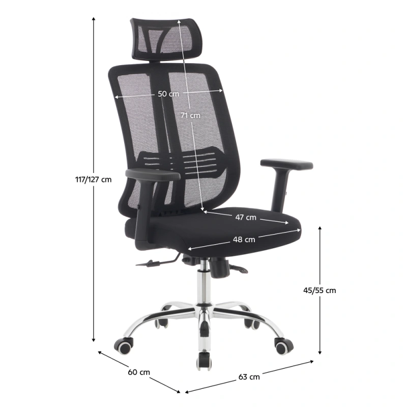 Kancelárske kreslo, čierna/chróm, DUVAL 5