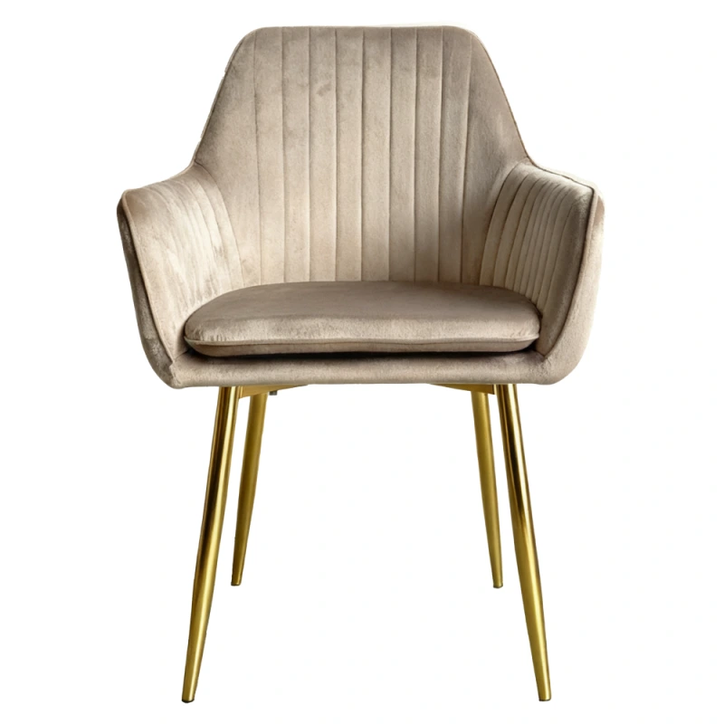 Jedálenské kreslo, sivohnedá taupe Velvet látka/gold chróm-zlatý, ADLAR 1
