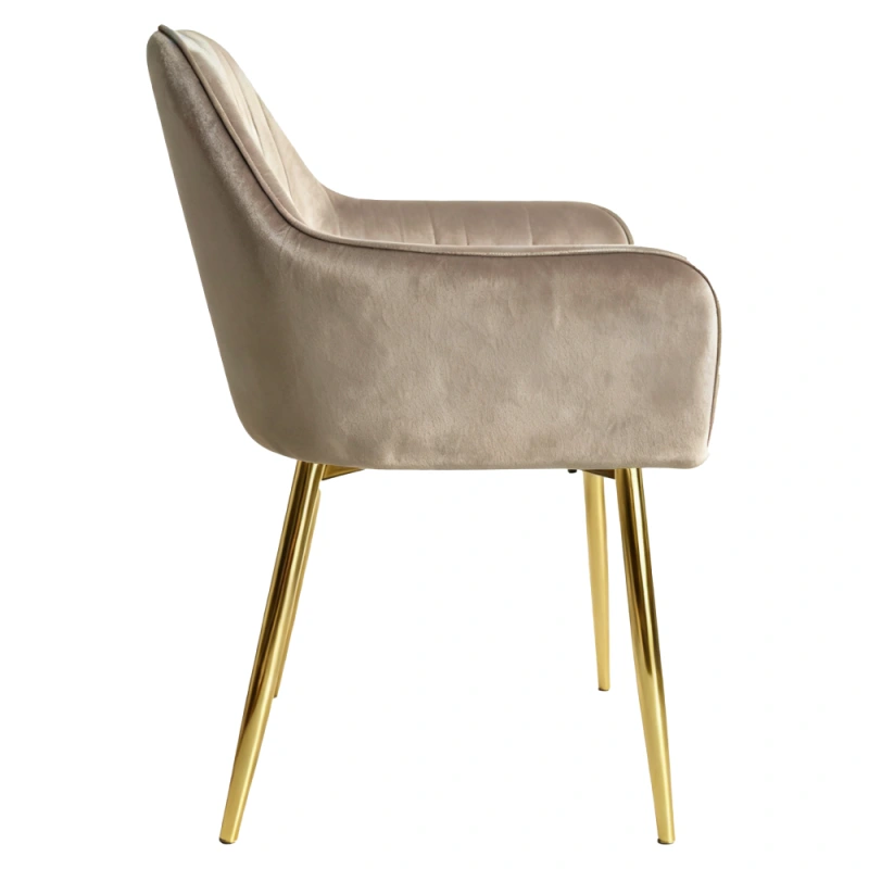 Jedálenské kreslo, sivohnedá taupe Velvet látka/gold chróm-zlatý, ADLAR 2
