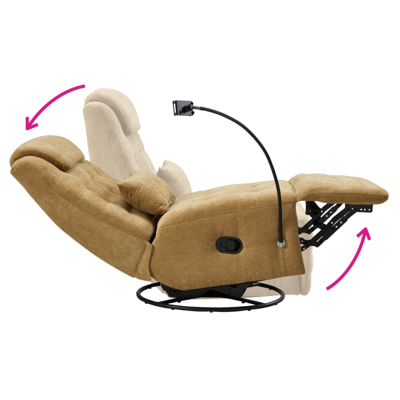 Luxusné otočné kreslo, hojdacie, horčicová, UMBRO 6