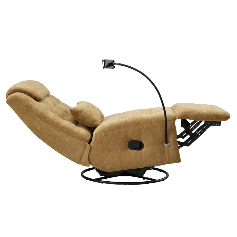 Luxusné otočné kreslo, hojdacie, horčicová, UMBRO 7