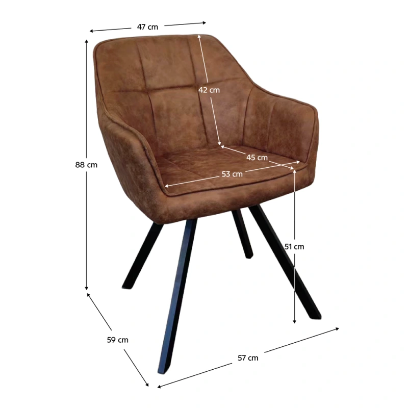 Otočné jedálenské kreslo, tmavohnedá látka s efektom brúsenej kože, SAMANTA 8