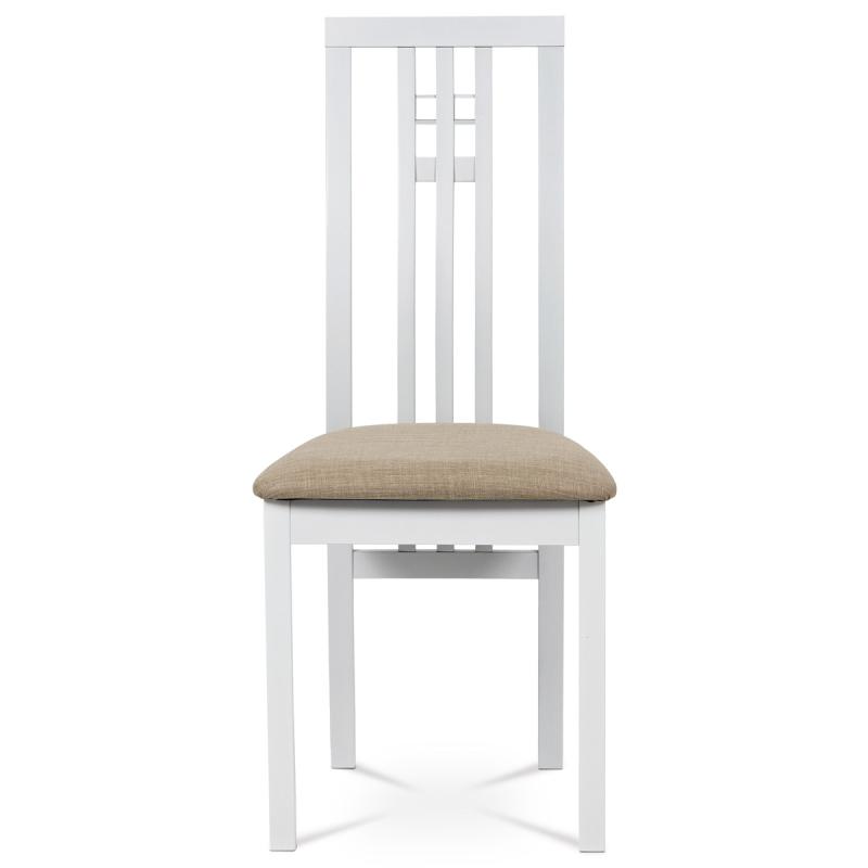 Jedálenská stolička BC-2482 WT, masív biely/látka béžová