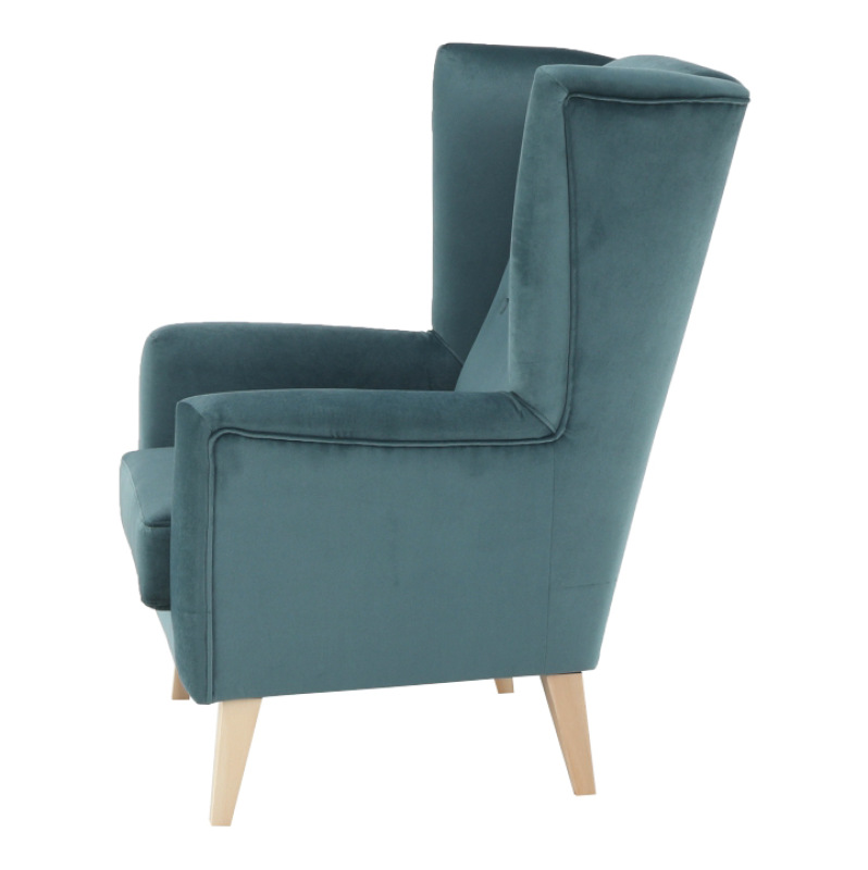 Kreslo-ušiak, mentolová/buk, RODEZA 2