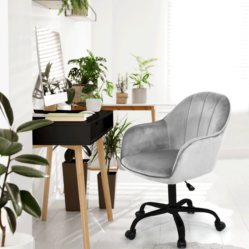 Kancelárske kreslo, Velvet látka svetlosivá/čierna, EROL 17