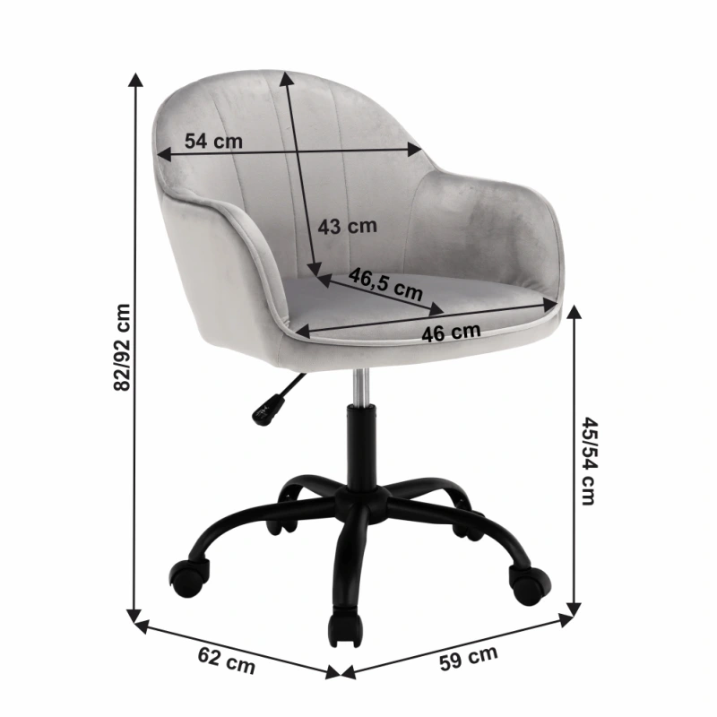 Kancelárske kreslo, Velvet látka svetlosivá/čierna, EROL 16
