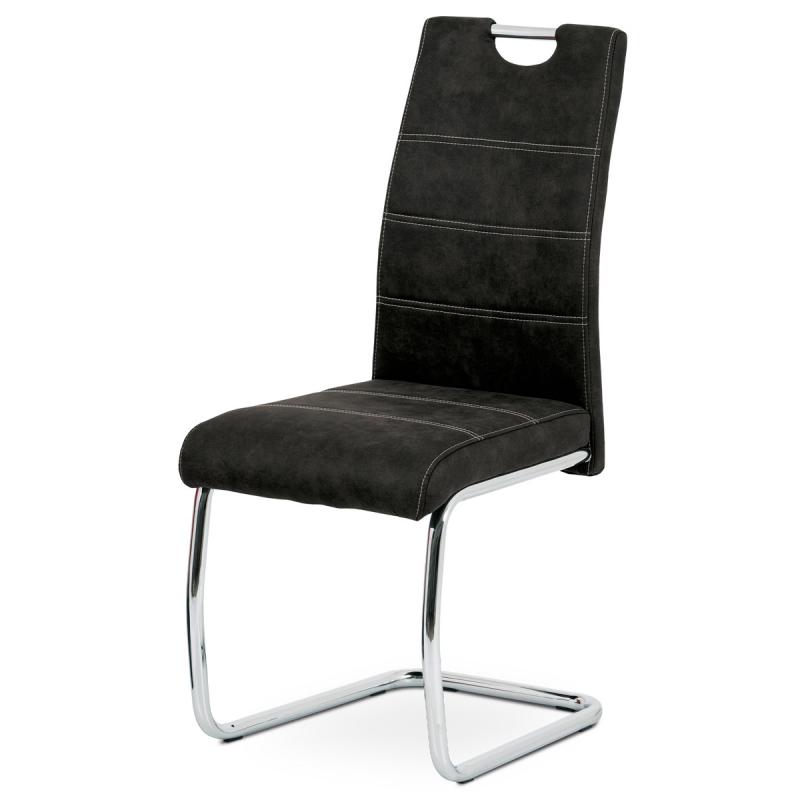 Autronic Jedálenská stolička HC-483 BK3 čierna látka v dekore vintage kože