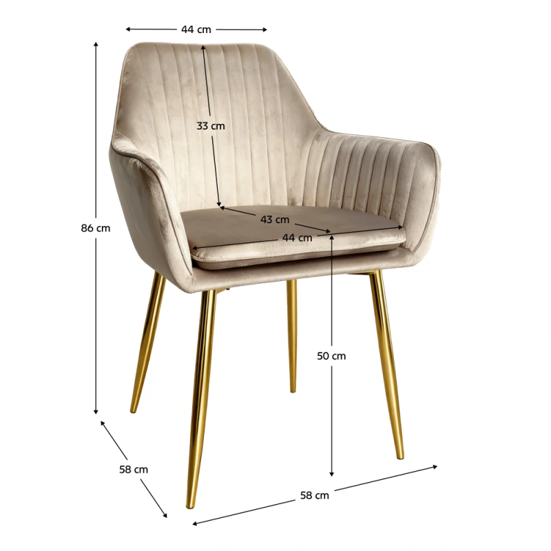 Jedálenské kreslo, sivohnedá taupe Velvet látka/gold chróm-zlatý, ADLAR 3