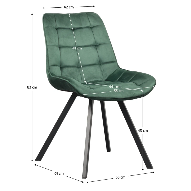 Jedálenská stolička, tmavozelená Velvet látka/čierna, SAMIRA 9