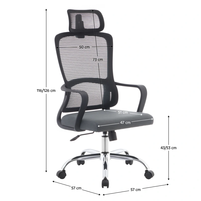 Kancelárske kreslo, čierna/sivá/chróm, RANDY 5