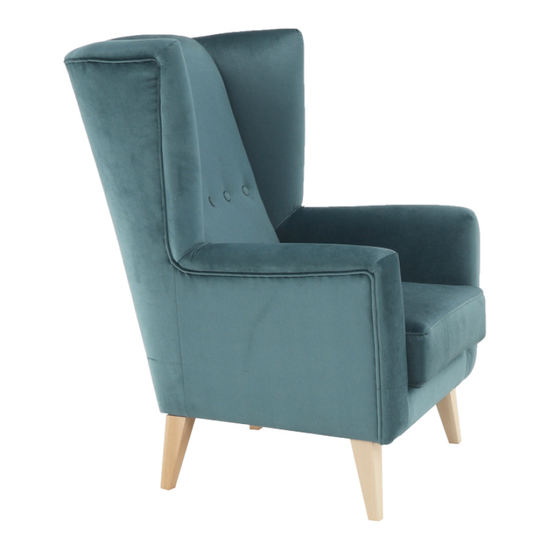 Kreslo-ušiak, mentolová/buk, RODEZA 5