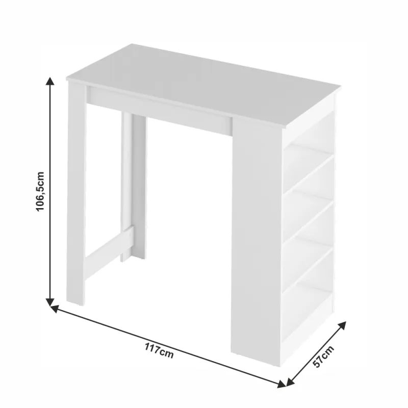 Barový stôl, biela, 117x57 cm, AUSTEN 2