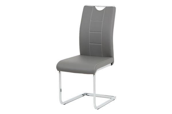 Autronic Jedálenská stolička DCL-411 GREY sivá koženka / chróm