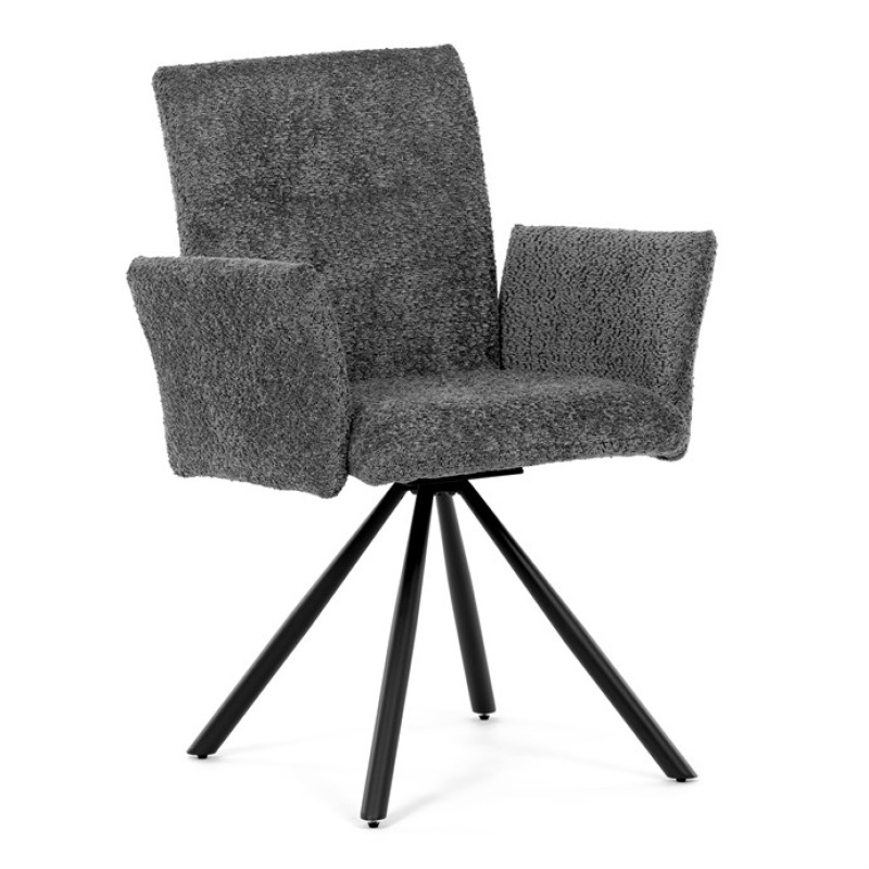 Židle jídelní DCH-W1117 GREY2 šedá látka, černý kov, otočný mechanismus 90°/90° (L/P) 12