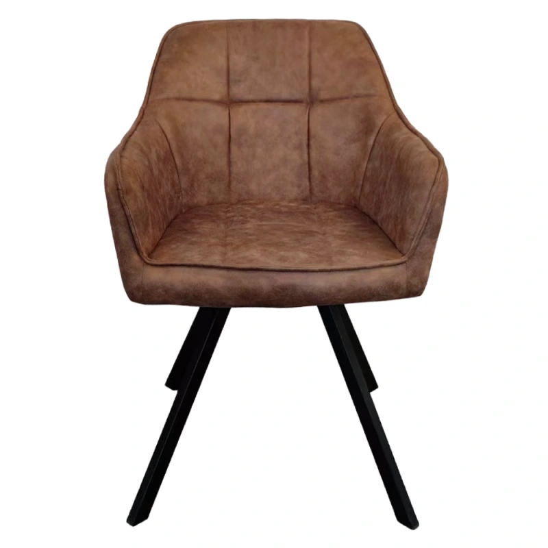 Otočné jedálenské kreslo, tmavohnedá látka s efektom brúsenej kože, SAMANTA 3