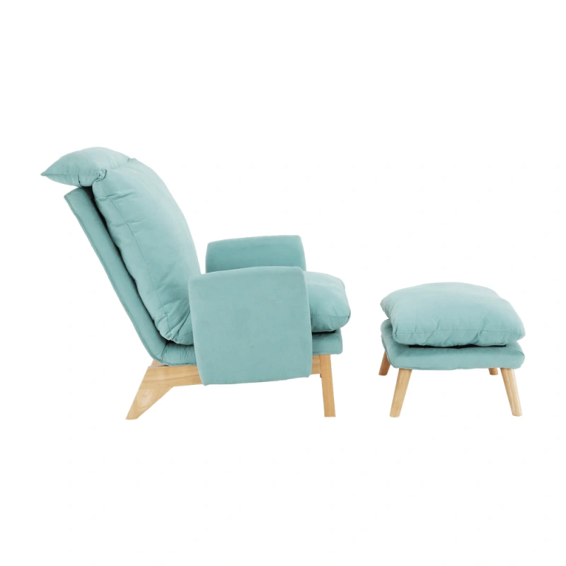 Kreslo s podnožou, mentolová/prírodná, ZANDER 1